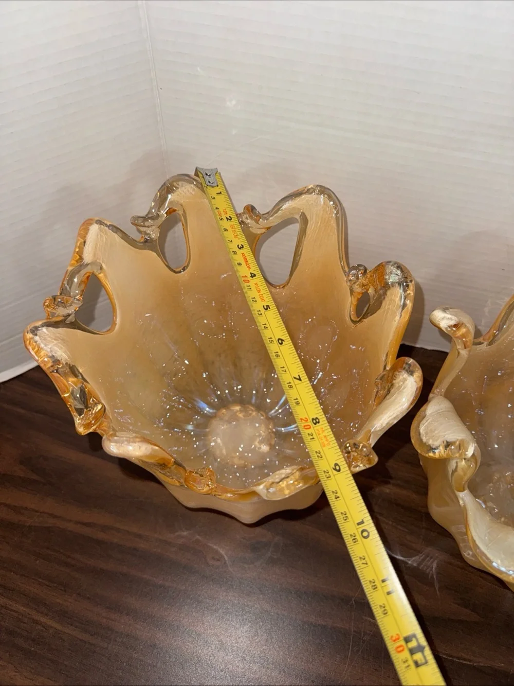 Set Of 2 Murano White Crystal Bowl  Handmade in Italy